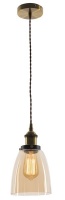 Bright Star Lighting Antique Brass Pendant with Amber Glass Photo