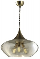 Bright Star Lighting Metal Pendant with Bowl Shaped Cognac Colour Glass Photo