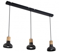 Bright Star Lighting Black Metal with Wood Finish Adjustable Cords Photo