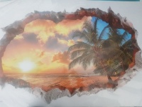 3D Wall/Floor Sticker - Sunset Palm Tree Photo