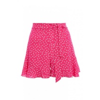 Quiz Ladies Sam Faiers Pink Polka Dot Frill Shorts - Pink Photo