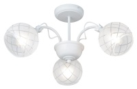 3 Light Metal Chandelier with Pattern Frosted Glass Photo