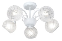 5 Light Metal Chandelier with Pattern Frosted Glass Photo
