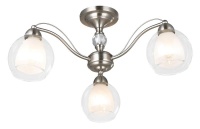 3 Light Satin Chrome Chandelier with Clear and Frosted Glasses Photo