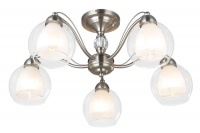 Bright Star Lighting 5 Light Satin Chrome Chandelier with Clear and Frosted Glasses Photo