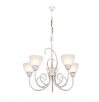 5 Light French White Chandelier with Alabaster Glass Photo