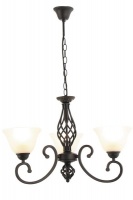 3 Light Black Chandelier with Up Facing Alabaster Glass Photo
