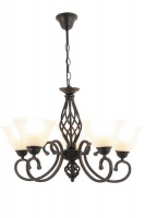 Bright Star Lighting 6 Light Black Chandelier with Up Facing Alabaster Glass Photo