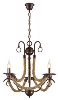 3 Light Brown Metal Chandelier with Rope on Arms Photo