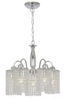 5 Light Polished Chrome Chandelier with Hanging Clear Acrylic Crystals Photo