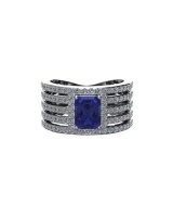 Miss Jewels- CD Designer Jewelry Tanzanite Cubic Zirconia Ring- Size R Photo