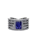 Sapphire Miss Jewels- CD Designer Jewelry Blue Cubic Zirconia Ring- Size R Photo