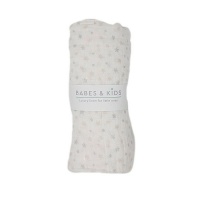 100% Cotton Pink and Grey Stars Muslin Wrap Photo