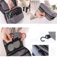 Portable Hanging Toiletry Bag - Grey Photo