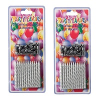 Bulk Pack 3 x Candles Birthday 24 Piece Per Pack Silver Holders Photo