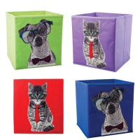 Bulk Pack x 4 Storage Box Non Woven 28x28x27cm Animals Photo