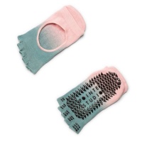 Pointe Studio Women's Toeless Grip Socks - Pink Blue Photo