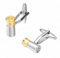 Bullet Classical Style Cufflinks for Men - Silver & Gold Colour Photo