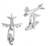 Airplane Classical Style Cufflinks for Men - Silver Colour Photo