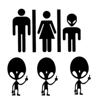 Wall Stickers Toilet And Aliens Signs Photo