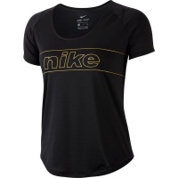 Nike Women's 10K Glam Short-Sleeve Top - Black/Gold Photo