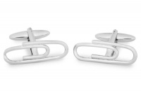 Paper Clip Classical Style Cufflinks For Men - Silver Photo