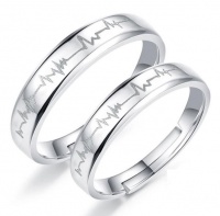 Hot Bursts Simple Wave Design Adjustable Couple Ring Set Men & Women Photo