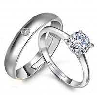 Classic Simple Silver Plated Ring Set For Man & Woman Engagement/Wedding Photo
