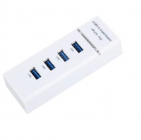 USB 3.0 Super Speed 4 Ports Hub for All Computers & Consoles - White Photo