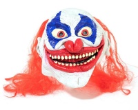 Kalabazoo Scary Clown Latex Mask with Red Hair Photo
