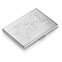 Troika Credit Card Case Business World- Embossed World Map-Silver Colour Photo