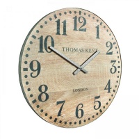 THOMAS KENT 38cm Wharf Wood Effect Open Face Round Wall Clock Photo