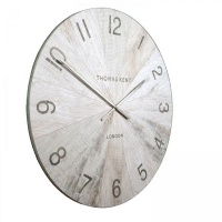 Thomas Kent 56cm Wharf Pickled Oak Open Face Round Wall Clock - White Photo