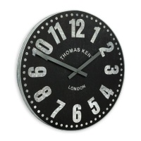 Thomas Kent 17.5cm Wharf Open Face Round Wall Clock - Black Photo