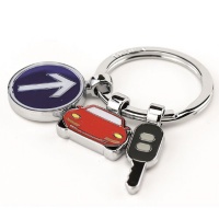 TROIKA Keyring with 3 Charms ON THE ROAD Photo