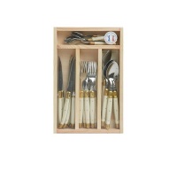 Laguiole by Jean Dubost - France 24 Piece Cutlery Set - Ivory & Brass Photo