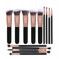 GLO - Makeup Brush Set - 14 piecess Rose Gold and Matte Black Makeup Brushes Photo