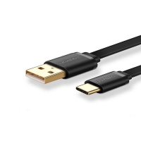 UGREEN 50cm USB 2.0 Male to USB-C Male Flat Cable - Black Photo