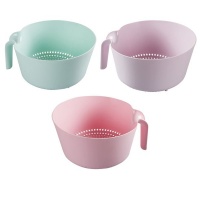 Pastel Strainer with Handle Set of 3 - Pink Purple & Light Blue Photo