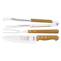 Tramontina 3 Piece Braai/Barbecue Set: Meat Knife and Fork Tong Photo