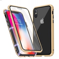 Glass Magnetic Adsorption Cover for iPhone X\XS - Gold Photo