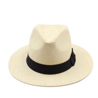Fedora Panama Straw Hat For Men and Women- Cream White Photo
