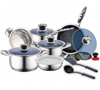 Royalty Line 16-Piece Stainless Steel Cookware Set with Glass Lids Photo