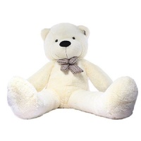 Giant Cuddly Plush Teddy Bear with Bow - Tie - Ivory White- 160cm Photo