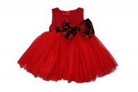 SP0107 Red Dress Black and Red Bow Photo