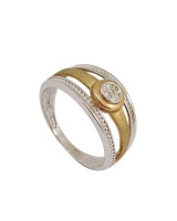 Miss Jewels- Natural Diamond Ring in 9k Yellow Gold and Silver - Size 7.75 Photo