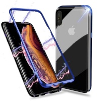 Glass Magnetic Adsorption Cover for iPhone X\XS - Blue Photo