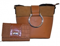 Fino Pu Leather Crossbody Shoulder Bag & Purse Set- Clay Photo