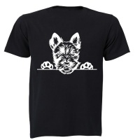 Scottish Terrier - Peeking Dog - Kids T-Shirt - Black Photo