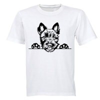 Scottish Terrier - Peeking Dog - Kids T-Shirt - White Photo